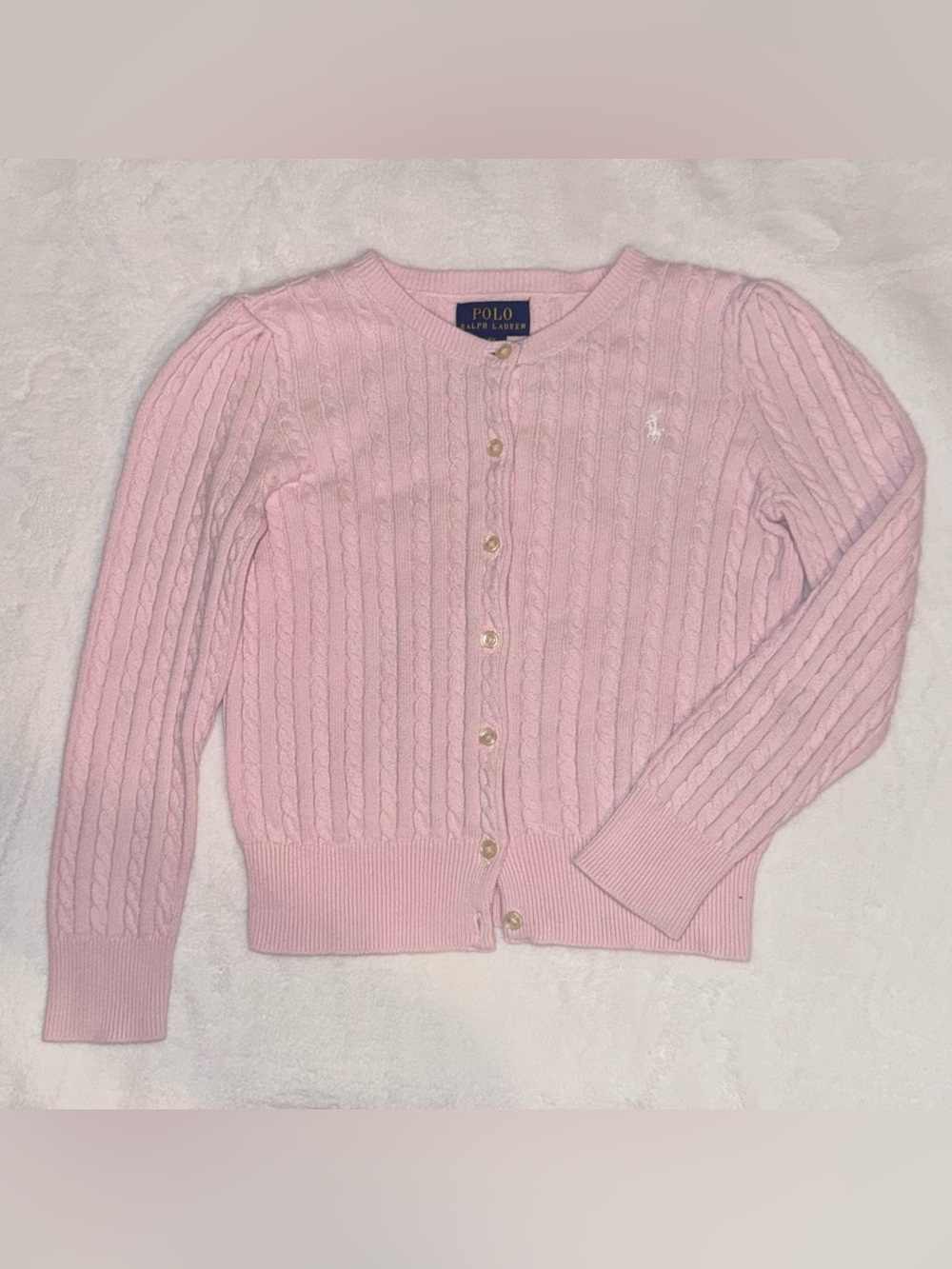 Ralph Lauren Kids Cable Cardigan Baby Pink